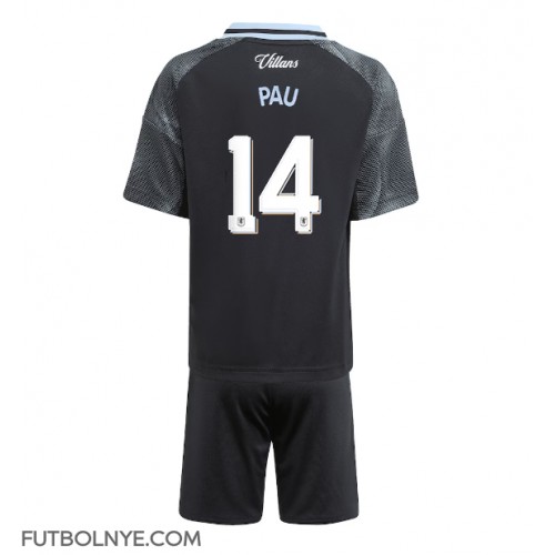 Camiseta Aston Villa Pau Torres #14 Visitante Equipación para niños 2025-26 manga corta (+ pantalones cortos)